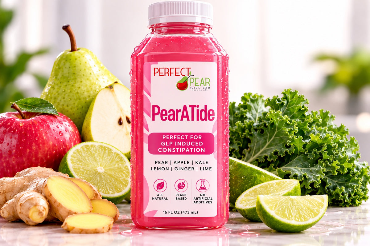 PearATide Juice Cleanse with pear, apple, kale, citrus and ginger